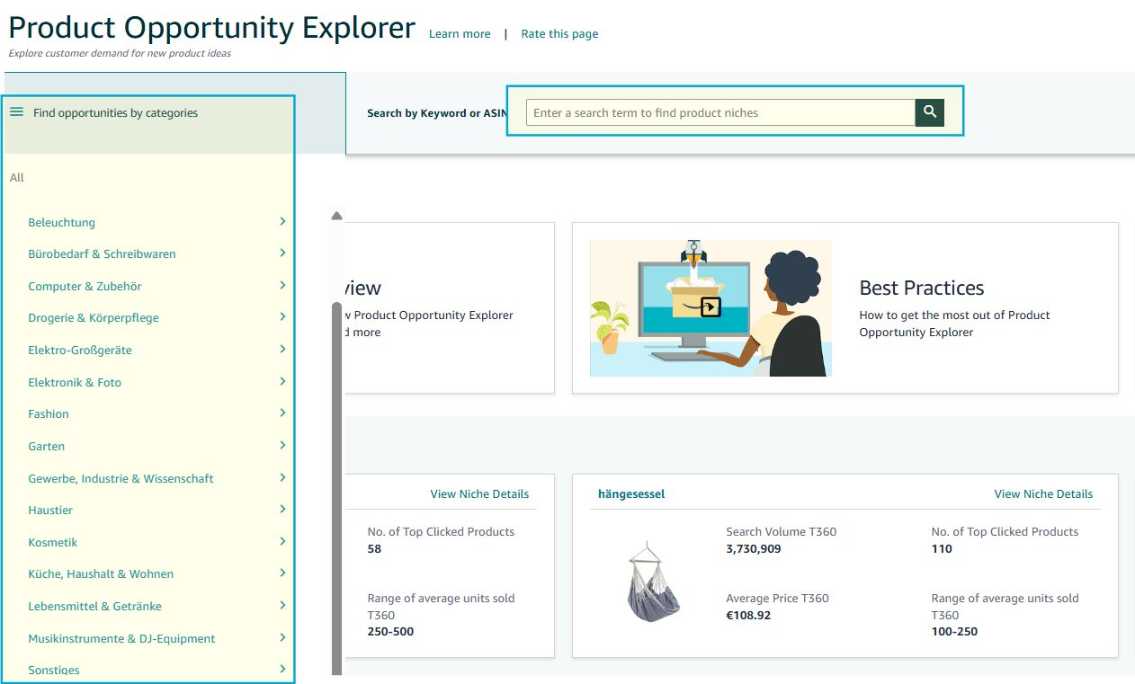 (7.6) Tham khảo công cụ Amazon Product Opportunity Explorer – tìm sản phẩm tiềm năng.